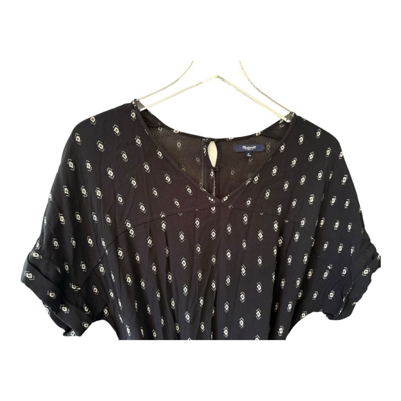 Women's Madewell Perimeter Romper Black/White Diamond Stitch Print Size S - Picture 4 of 12